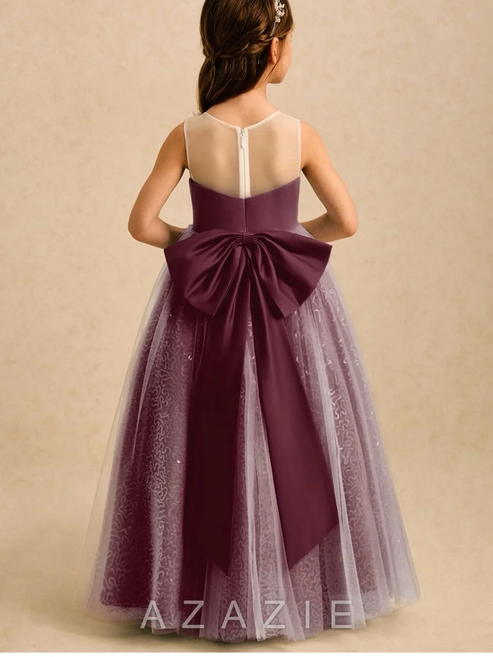 Azazie Girls Flower Girl Dress Cabernet